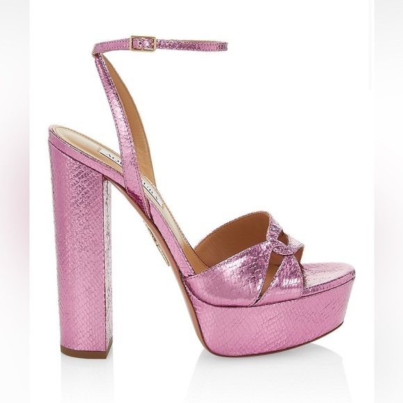 Aquazzura Sinner Snake Embossed Heels - Picture 2 of 8